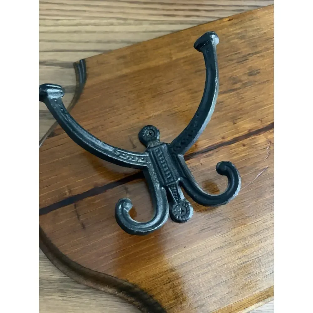 Vintage 1990s Equestrian Wall Hooks Wood Horse Mirror with Coat Hooks
